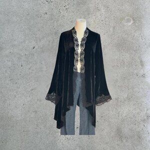 Long Black Velvet Duster
